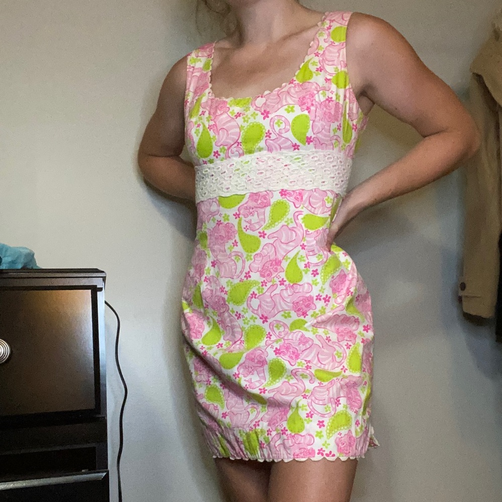 Lilly Pulitzer Dress, pink/green/white, size 4